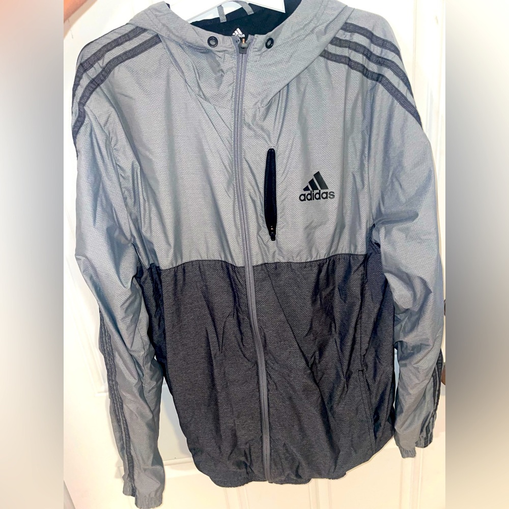 Adidas Performance Lightweight Windbreaker Zipper Athletic Jacket